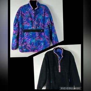 Unisex Chubbies Reversible 80s‎ Style Pullover 1/2 Zip Jacket Medium EUC Sherpa